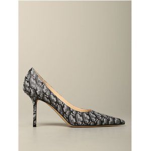 NIB Jimmy Choo Love 85 Monogram Pumps Silver Glitter EU35 US5 $1442
